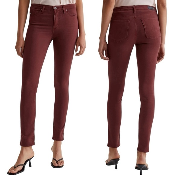 NWT AG ADRIANO GOLDSCHMEID Prima Cigarette Leg Dark Plum Pant Size 33 - Picture 1 of 8